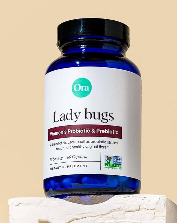 Ora Organic Prebiotics and Probiotics for Women - Lactobacillus for Vaginal and Urinary Tract Health, Contains 16 Billion CFU, 6 Strains - 1 Month Supply, 60 Vegan Probiotic Capsules