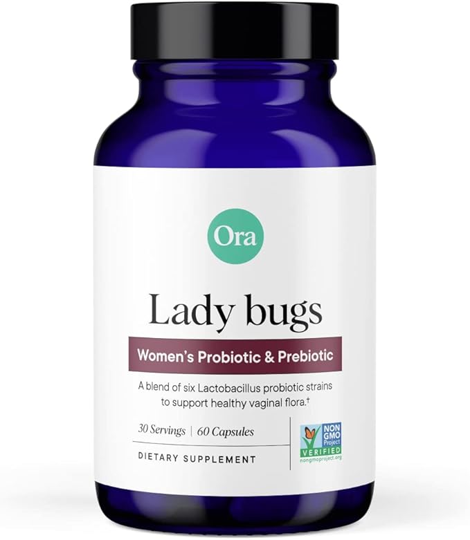 Ora Organic Prebiotics and Probiotics for Women - Lactobacillus for Vaginal and Urinary Tract Health, Contains 16 Billion CFU, 6 Strains - 1 Month Supply, 60 Vegan Probiotic Capsules