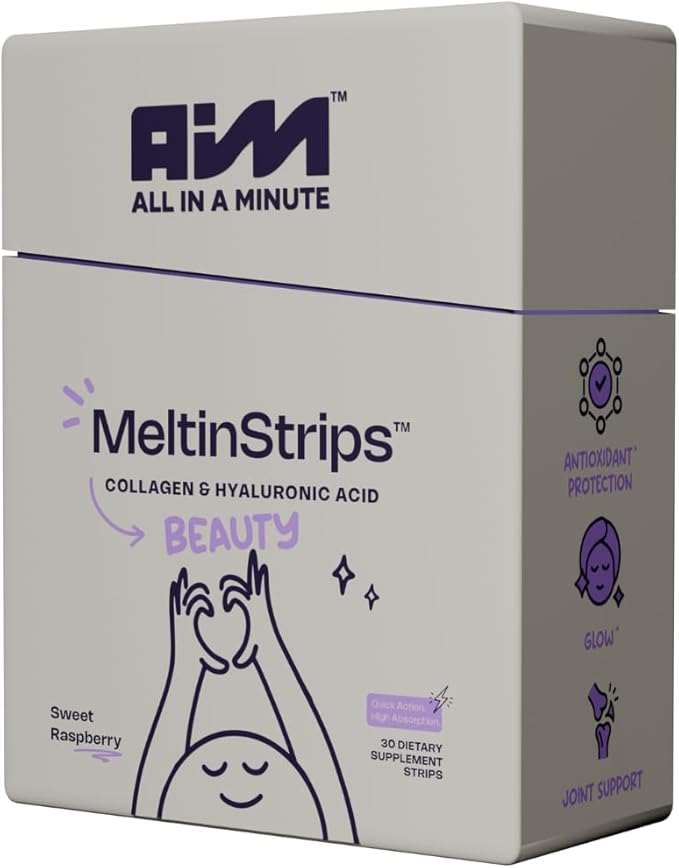 Beauty Oral Strips with Collagen, Hyaluronic Acid, Resveratrol, 3-in-1 Oral Dissolving Strips for Skin Hydration & Health Faster Absorption Sugar Free Vegan Dietary Supplement - 30 Strips