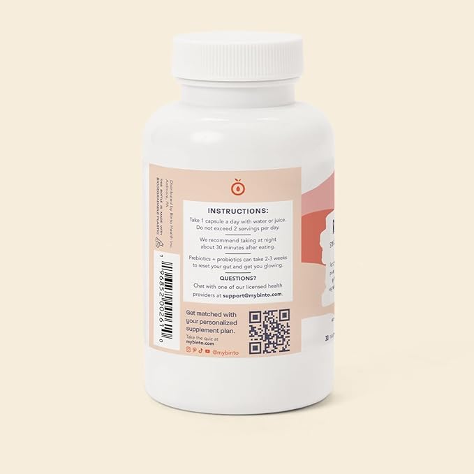 Binto Reset Synbiotic Advanced Pre and Probiotic Supplement for Women - Supports Digestive Health, Boosts Immunity, and Promotes a Healthy Balance of Gut Flora (30-Day Supply)