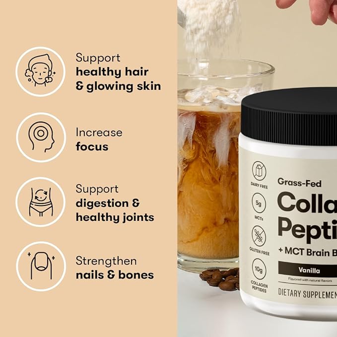 Perfect Keto Collagen Peptides Protein Powder with MCT Oil, Hydrolyzed Collagen, Type I & III Supplement, Gluten Free Grass Fed, Low Carb, Keto Coffee Creamer, Collagen for Women & Men, Cinnamon Toast