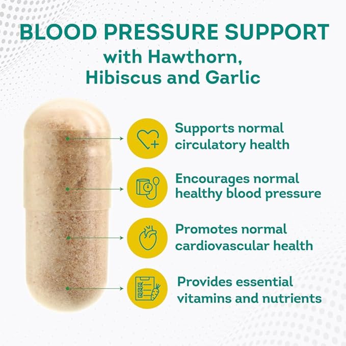 PurePremium Blood Pressure Support with Hawthorn Berry, Hibiscus - Nitric Oxide with Vitamin B6 - Garlic Supplements for Normal Nitric Oxide Supplement - 180 Caps