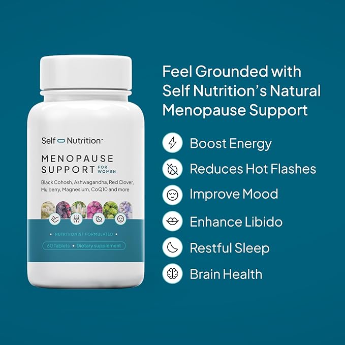 Menopause Support for Women -All-Natural, Hormone-Free Perimenopause & Menopause Support - Unique Blend for Hot Flashes, Mood, Energy, Sleep & More-Vegan, Gluten-Free, 60 Capsules