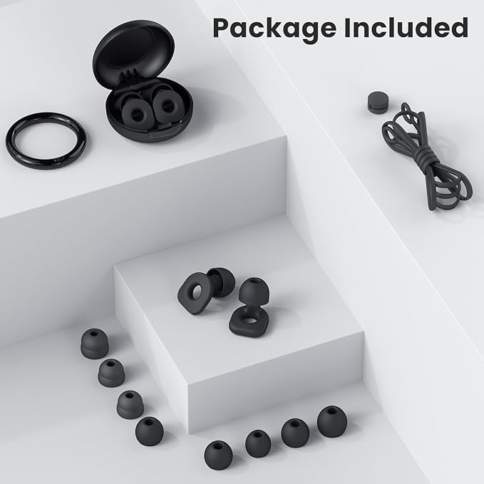 2 Pairs of Earplugs for Sleeping,Reusable 8 Pairs 25dB-30dB