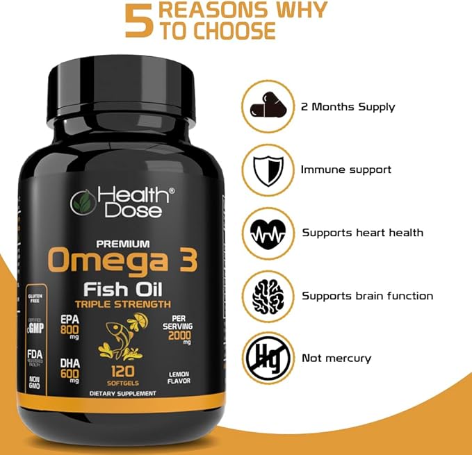 Premium Omega 3 Fish Oil Triple 120 Softgels