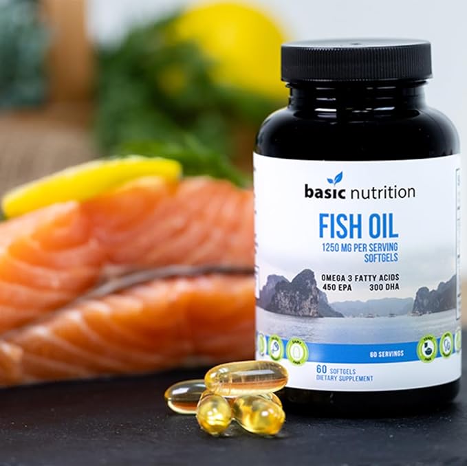 Fish Oil with Omega 3 Fatty Acids 1250mg Fish 450mg EPA, 300mg DHA 100% Hormone