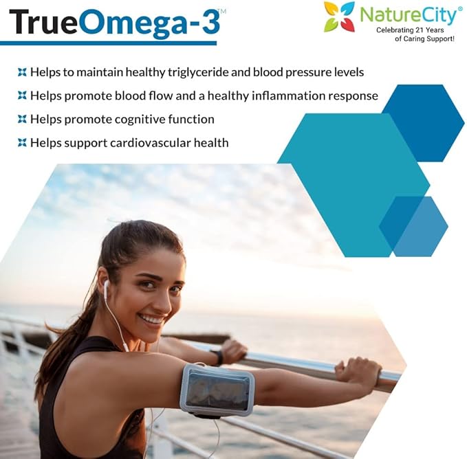 True-Omega-3 975mg Omega-3 Fish Oil Supplements (60 SoftGels)