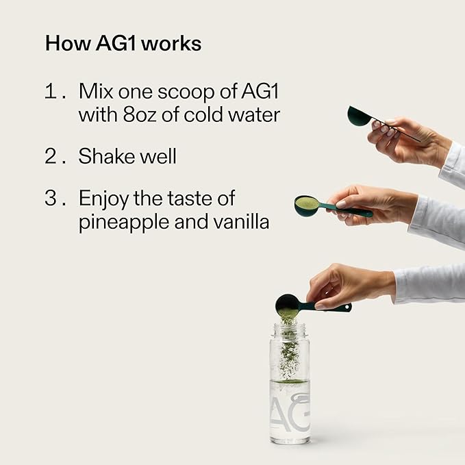 AG1 Greens Powder Supplement | Improve Gut Health | Multivitamin, Probiotic, Gluten Free, Vegan and Keto Friendly | 75 Vitamins (Athletic Greens)