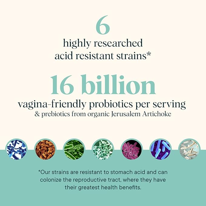 Ora Organic Prebiotics and Probiotics for Women - Lactobacillus for Vaginal and Urinary Tract Health, Contains 16 Billion CFU, 6 Strains - 1 Month Supply, 60 Vegan Probiotic Capsules