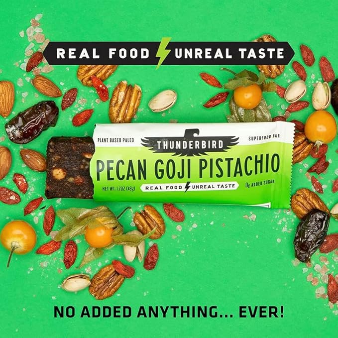 Thunderbird Bars Energy Snack, Gluten-Free with Protein, Healthy Real Food, Vegan Paleo Non-GMO, No Added Sugar, Variety Flavor Pack (6 Count, 2 of Each Flavor, 1.7 oz. Bars)