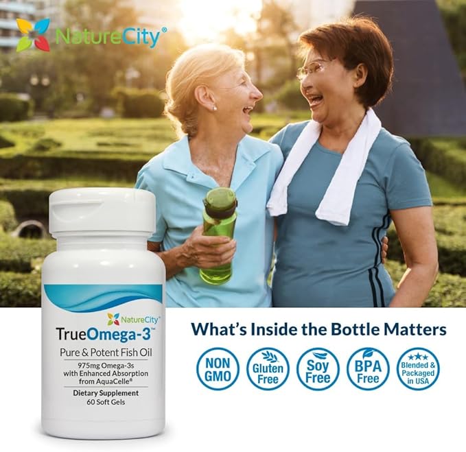 True-Omega-3 975mg Omega-3 Fish Oil Supplements (60 SoftGels)