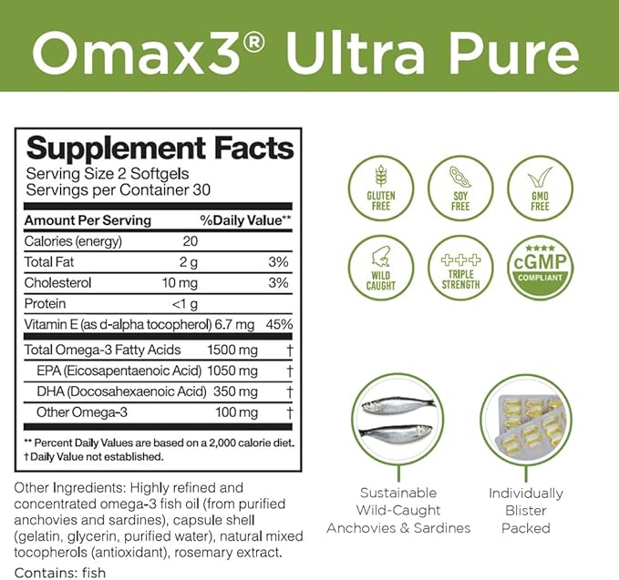 Omax3 4 Boxes Ultra-Pure Omega-3 Fish DHA,1500 MG, 240 Softgels (4 Boxes)