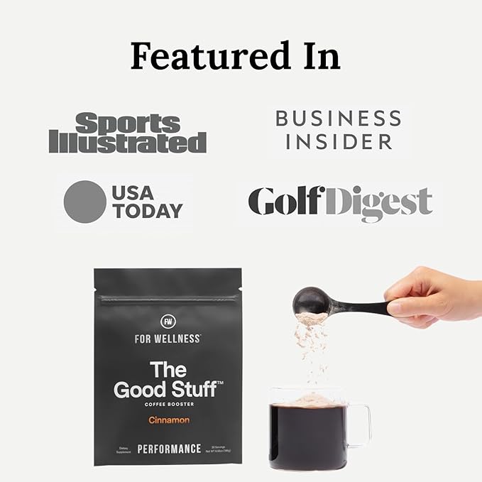 For Wellness The Good Stuff Performance Coffee Supplement- Non-Dairy Coffee Creamer Powder w/Collagen, MCT, L-Theanine & Cinnamon - Healthy Coffee Add-in for Energy & Focus
