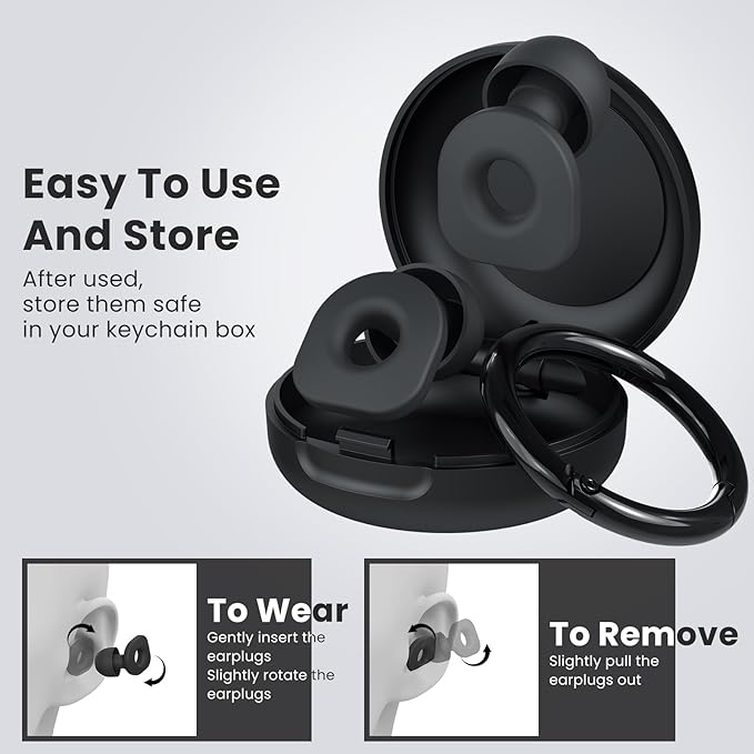 2 Pairs of Earplugs for Sleeping,Reusable 8 Pairs 25dB-30dB