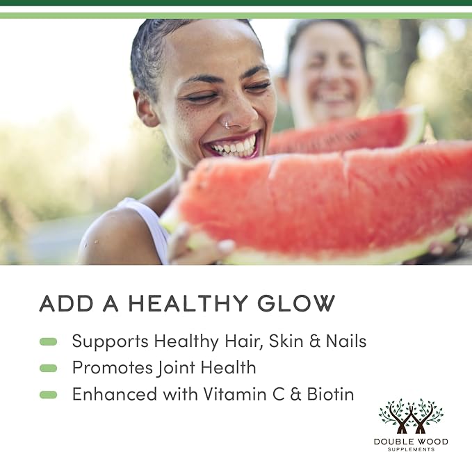 Double Wood Supplements Liquid Collagen - 2500mg of Hydrolyzed Bovine Collagen - 32 Servings - for Women and Men - 30 mcg of Biotin - Sugar Free Pear Flavor