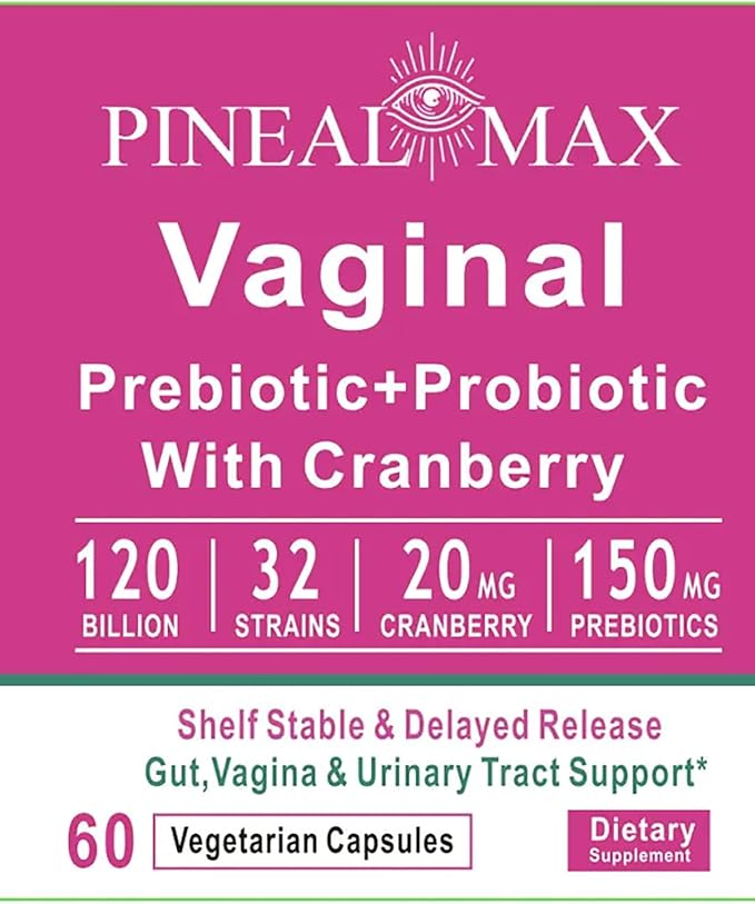 Vaginal Prebiotic+Probiotic with Cranberry, 120 Billion CFU, 32 Strains, 150mg Prebiotics