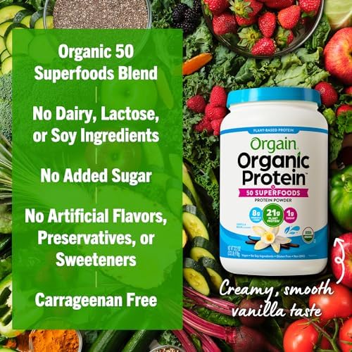 Orgain Organic Vegan Protein + 50 21g Plant 8g Prebiotic 2.02 lb