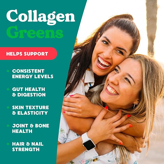 Simply Blossom Nutrition Daily Greens & Superfood Powder + Collagen + Probiotics for Women's Digestive Health & Bloating Relief. Help Your Health Bloom - 2 Month Supply - Watermelon