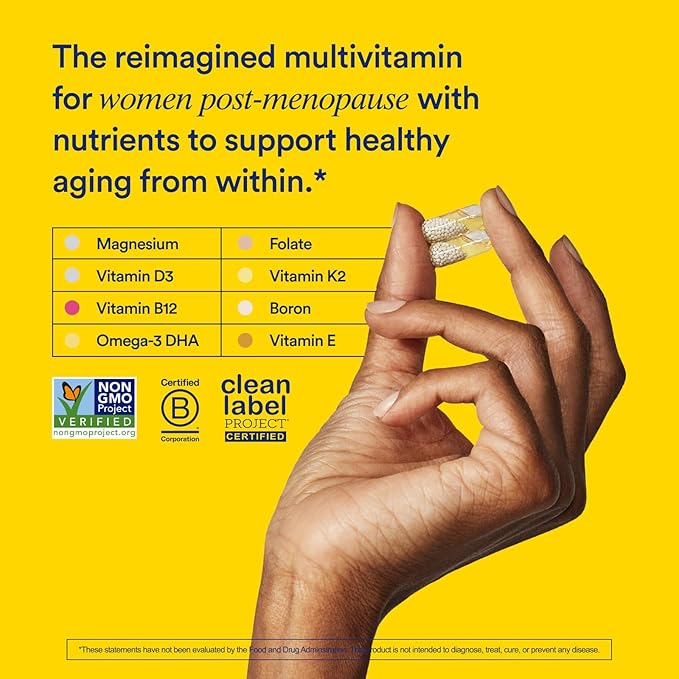 Ritual Multivitamin for Women 50+, Menopause D3, K2 K2 and Omega-3 DHA, B12, Non-GMO, 30 Day 60 Vegan