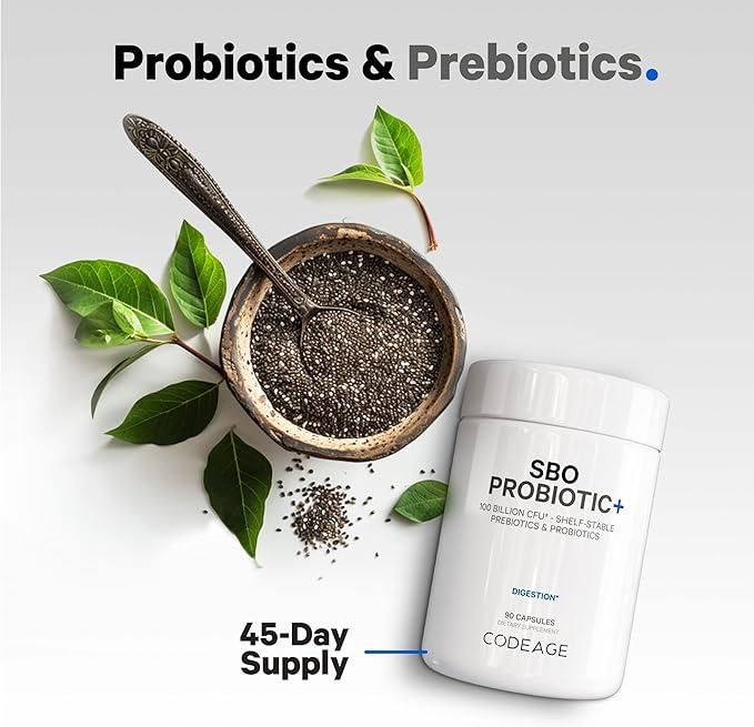 Codeage SBO Probiotics, 100 Billion CFUs Per Serving, Multi Strain Soil Based Organisms Blend and Organic Fermented Botanical Blend, Shelf-Stable, 90 Capsules