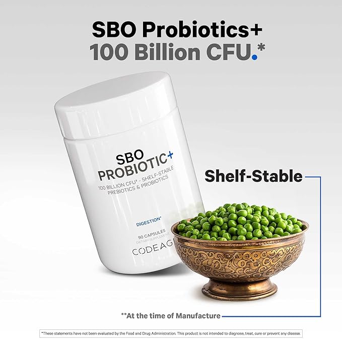 Codeage SBO Probiotics, 100 Billion CFUs Per Serving, Multi Strain Soil Based Organisms Blend and Organic Fermented Botanical Blend, Shelf-Stable, 90 Capsules