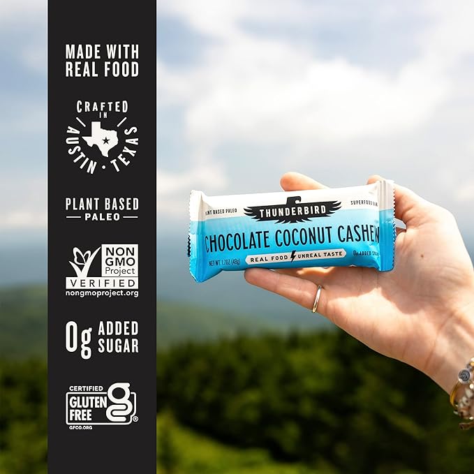 Thunderbird Real Food Bars - Gluten Free, Paleo, Vegan Snack Food Bar Variety Pack - 102 Ounce