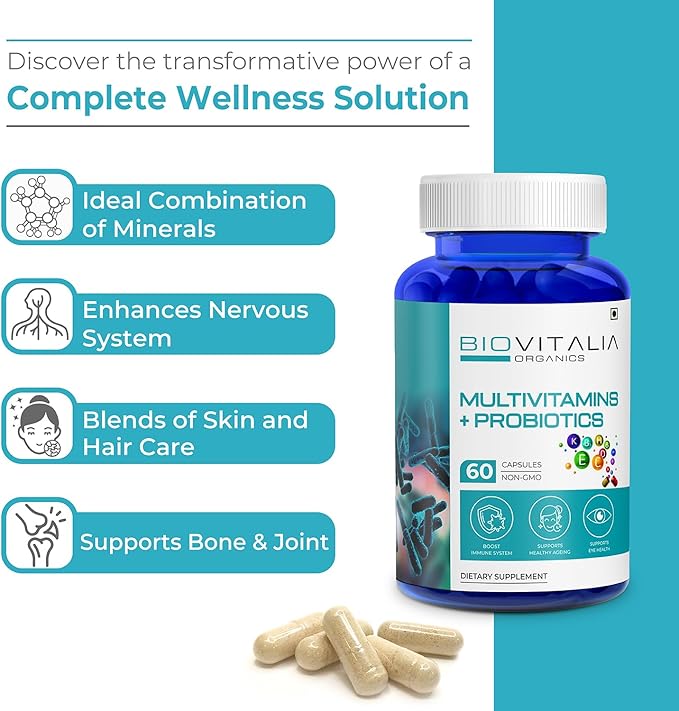 Biovitalia Multivitamins + Probiotics Dietary Supplement 60 Veg