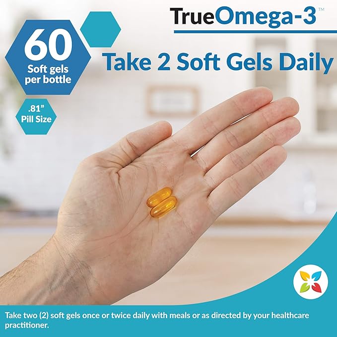 True-Omega-3 975mg Omega-3 Fish Oil Supplements (60 SoftGels)