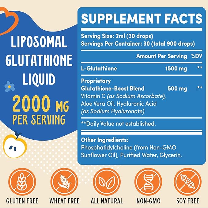 2000 MG Liposomal Glutathione Liquid, 98% 4 FL.OZ