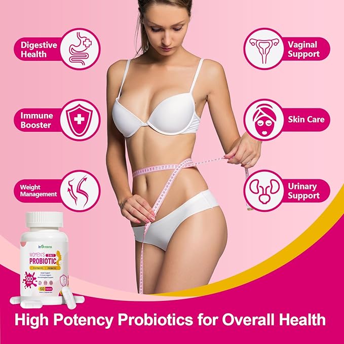 3-in-1 High Potency Probiotics for Women, Vaginal Probiotics with 100 Billion CFU, 15 Selected Strains, Organic Women’s Probiotic for Digestive, Vaginal, Urinary & Immune Health-60 Capsules