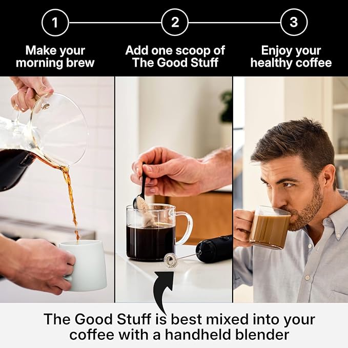 For Wellness The Good Stuff Performance Coffee Supplement- Non-Dairy Coffee Creamer Powder w/Collagen, MCT, L-Theanine & Cinnamon - Healthy Coffee Add-in for Energy & Focus
