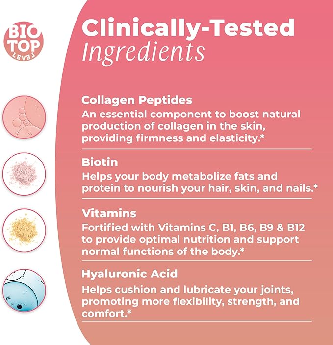 Liquid Collagen, Biotin, Vitamin C all