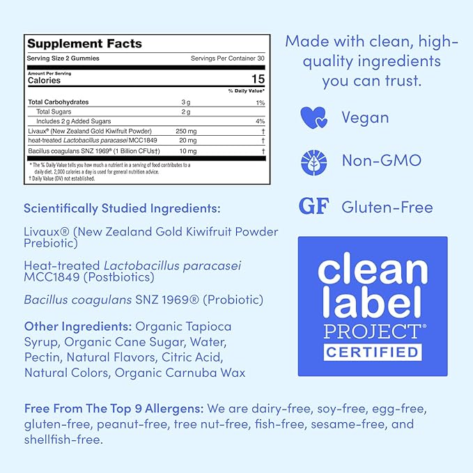 FIRST DAY Kids’ Belly-Biotic Tribiotic Gummies – 3-in-1 Prebiotic, Probiotic & Postbiotic Supplement – Supports Gut Health, Immune Function, Nutrient Absorption & Growth – 30-Day Supply