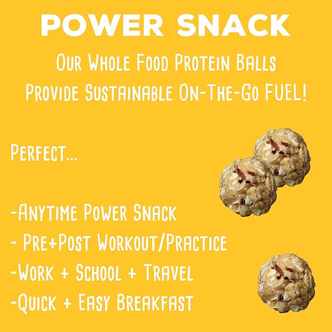 Whole Food Protein Balls with Probiotics - Peanut Butter Honey Almond Snacks - 8g Protein Snack - Gluten Free Energy Balls (1 Pack of 12 Balls)