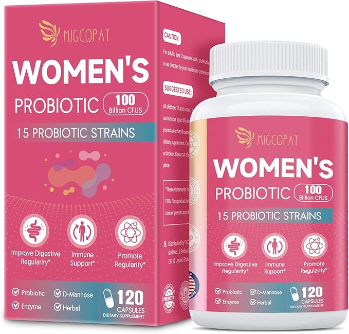 Probiotics for Women, 100 Billion CFU with Prebiotics, Digestive Enzymes, Cranberry Extract, Immune Support, Probiotic Regularity, Vaginal & Urinary Health, Women Probiotic 120 Capsules