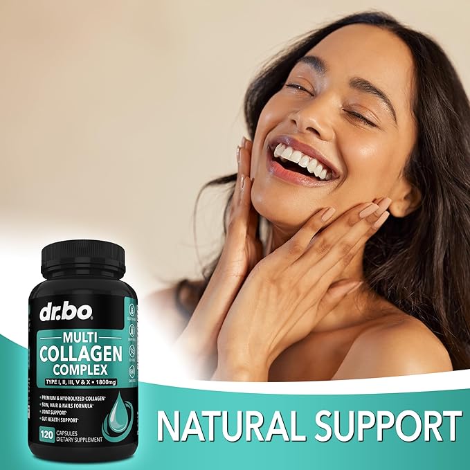 Multi Collagen Peptides for Women & Men - Type I, II, III, V, & X Multi Collagen for Women & Men Complex Capsules, Hydrolyzed Peptides Pills Supplements for Skin, Hair & Nails - 120 Protein Capsules