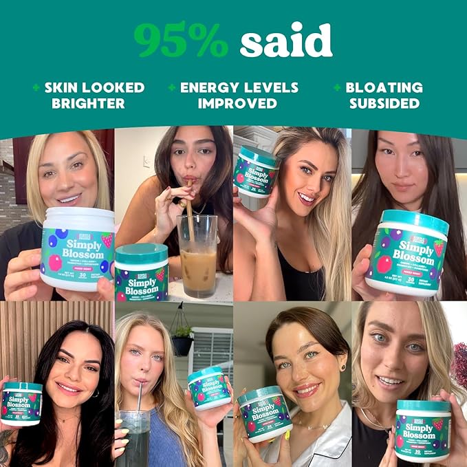 Simply Nature's Promise Blossom Nutrition - Daily Greens & Superfood Powder + Collagen + Probiotics for Women's Digestive Health & Bloating Relief. Help Your Health Bloom - 3 Month Supply