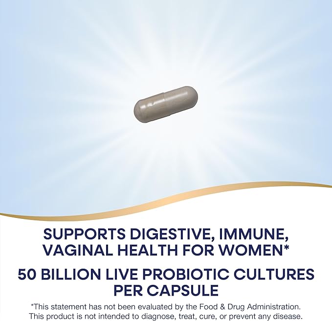 Nature's Way Women's Extra Strength** Fortify Probiotic, 50 Billion Live Cultures, Supports Digestive, Vaginal, & Immune Health*, Plant-Based Prebiotic Fiber, Non-GMO, 30 Capsules (Packaging May Vary)