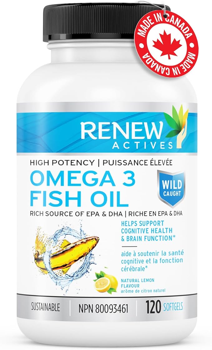 Renew Actives Triple Strength Burpless Omega-3 1200mg Concentrated 120 Easy-to-Swallow