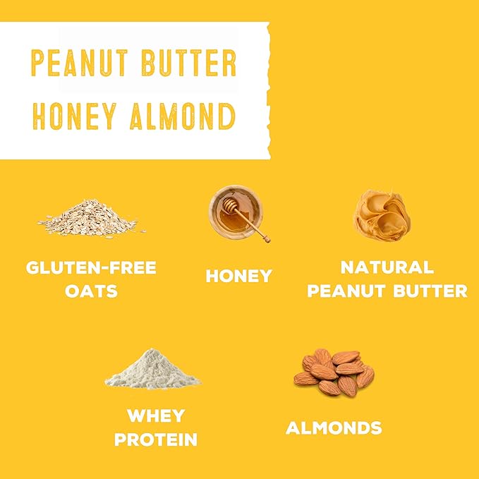 Whole Food Protein Balls with Probiotics - Peanut Butter Honey Almond Snacks - 8g Protein Snack - Gluten Free Energy Balls (1 Pack of 12 Balls)