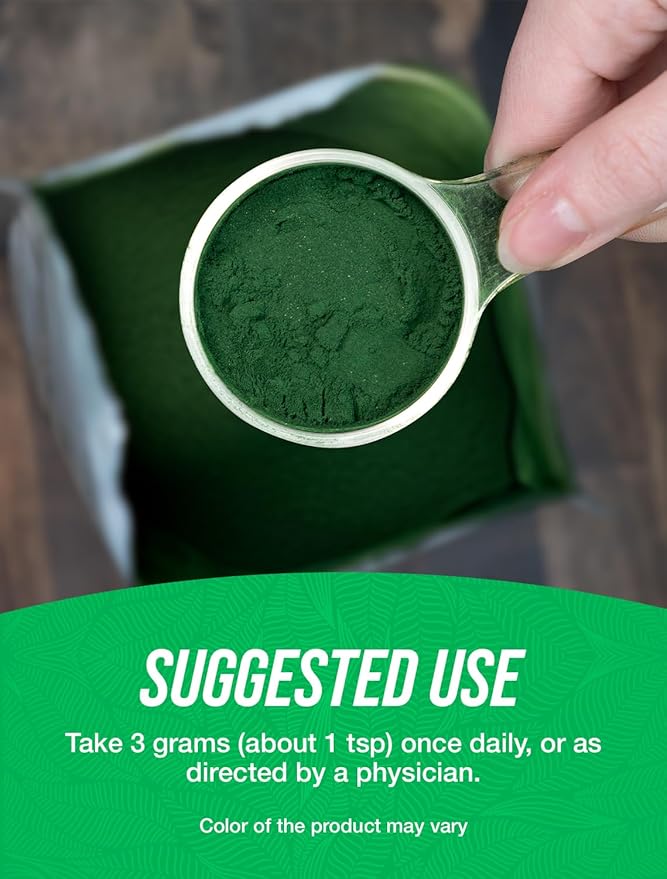 BulkSupplements.com Organic Spirulina Powder - Superfood Powder, Green Spirulina Powder, Spirulina Organic - Vegan-Friendly, 3000mg per Serving, 500g (1.1 lbs) (Pack of 1)