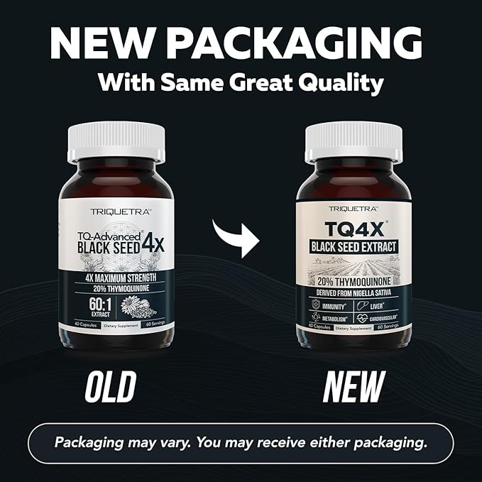 20% Thymoquinone Black Seed Oil Extract Capsules - TQ-Advanced 4X®: Highest Thymoquinone Concentration Available - 60:1 Concentrate from Nigella Sativa, Raw Form, Vegan, Glass Bottle (60 Capsules)