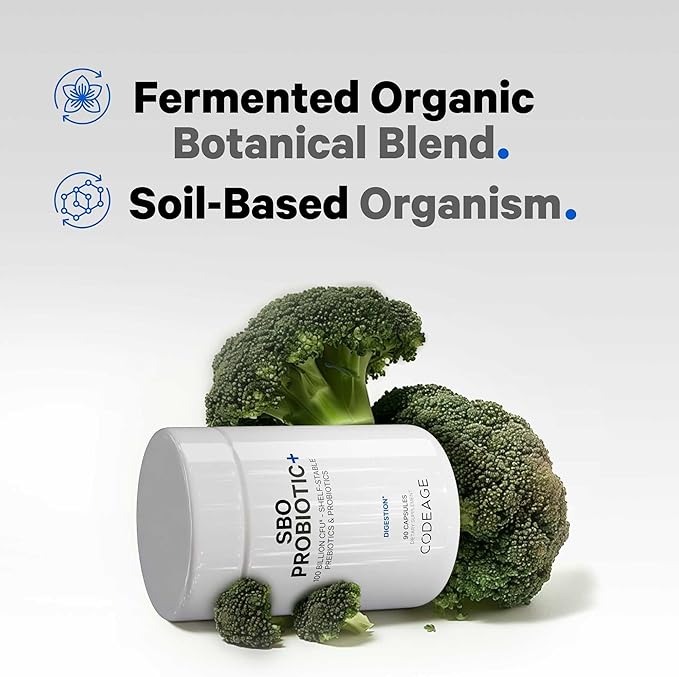 Codeage SBO Probiotics, 100 Billion CFUs Per Serving, Multi Strain Soil Based Organisms Blend and Organic Fermented Botanical Blend, Shelf-Stable, 90 Capsules