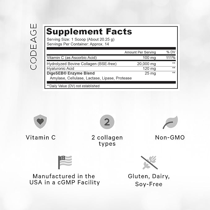 Codeage Collagen Peptides Powder + Vitamin 9.98 oz