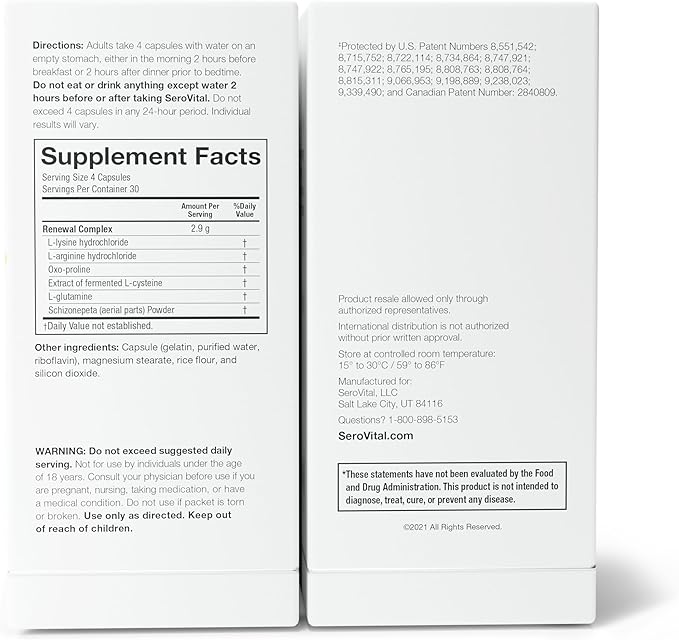 Serovital Renewal Complex - Anti Aging Supplements - Amino Acids - Peptides - Improved Energy and Immunity, Better Deeper Sleep, 30-Day Supply