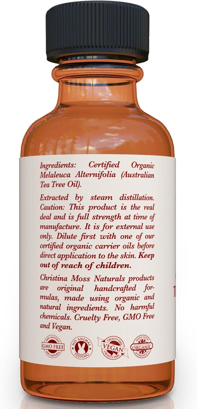 100% Pure Tea Tree Oil, USDA and QAI Certified Organic, Steam Distilled and Potent, Can Help Nails, Skin, Hair or Be Used As Diffuser Oil for Aromatherapy