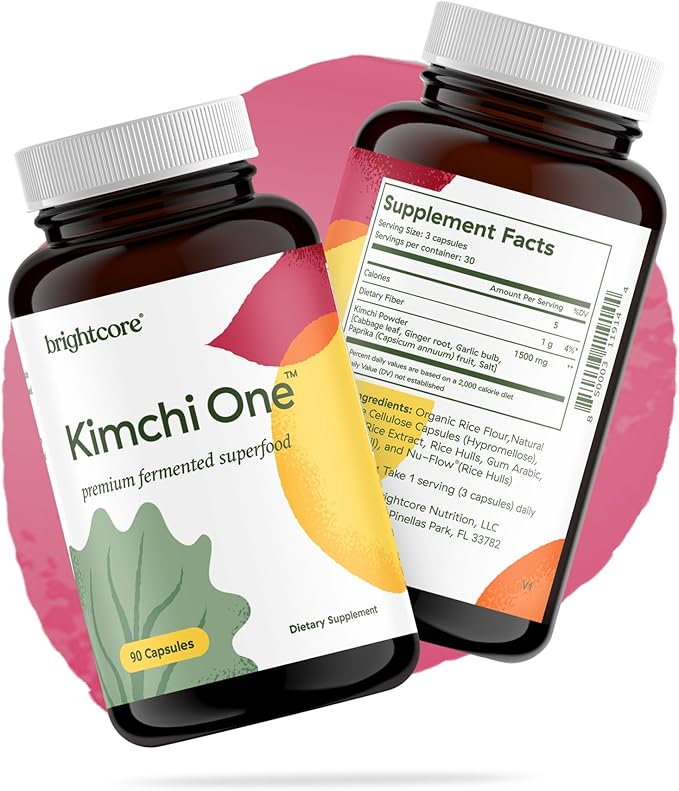 Nutrition - Kimchi One, Kimchi Powder Capsules, Probiotics, Enzymes, & Antioxidant Supplement, Premium Gut Health Superfood for Overall Well Being, Gluten-Free, 90 Vegan Capsules