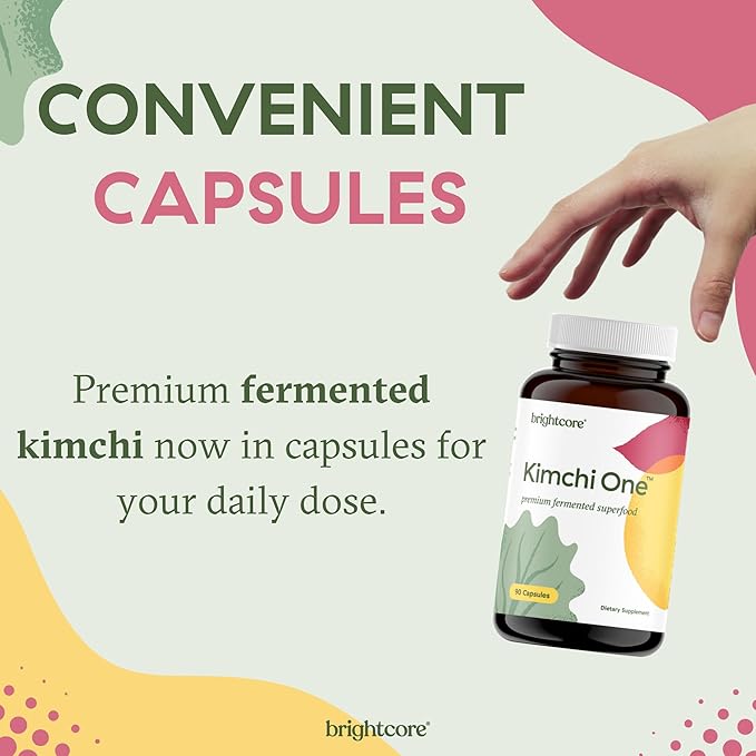 Nutrition - Kimchi One, Kimchi Powder Capsules, Probiotics, Enzymes, & Antioxidant Supplement, Premium Gut Health Superfood for Overall Well Being, Gluten-Free, 90 Vegan Capsules