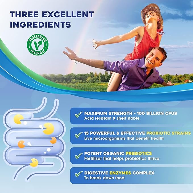 Probiotics for Women & Men 100 Billion 3-in-1 Complete