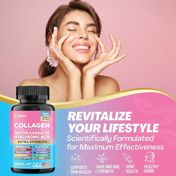 Zoyava Collagen Pills Peptides Types I, (270 Caps)
